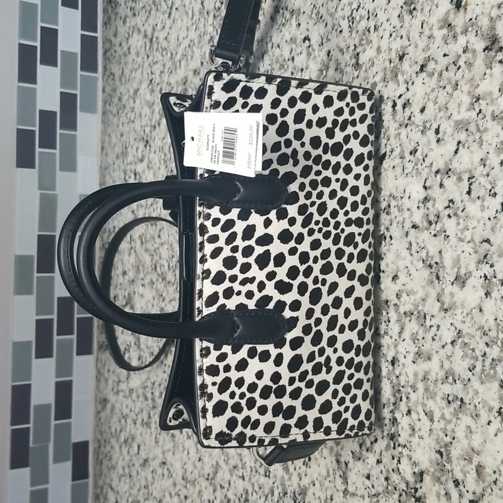 MICHAEL KORS XTRA SMALL CHEETAH PRINT CALF HAIR AND LEATHER CROSSBODY BAG - Picture 2 of 5